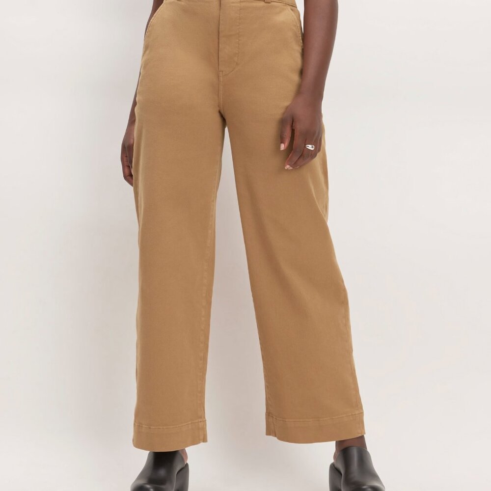 Everlane The Organic Wide-Leg Pant in Toasted Coconut - Size 4